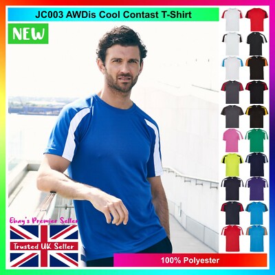 AWDis Cool CONTRAST WICKING T-SHIRT 100% Polyester Training Shirt  Sports Top UK