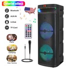 6000W Dual 10" Subwoofer Bluetooth Speaker Heavy Bass Sound System Party W/Mic