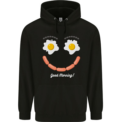 Happy Breakfast Gesicht lustiger Speck Essen Herren 80% Baumwolle Hoodie