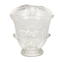 Frosted Glass  Toothbrush Holder Vtg Iris Floral Tulip Flower Victorian 2 Piece