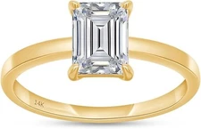 3.10 Carat Emerald Cut FG/VS Lab Grown Diamond Engagement Ring 14k Yellow Gold