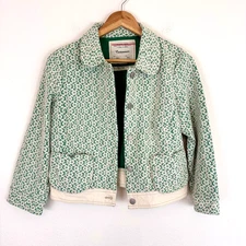 Anthropologie Cartonnier Floral Lace Jacket (Green w/ Lace Overlay) Women's S