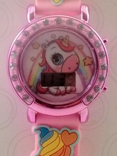 Wonder Nation Girls Round LCD Digital Watch Pink Unicorn     