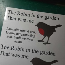 The Robin in the garden vinyl decal for frames in black 20x12cm size