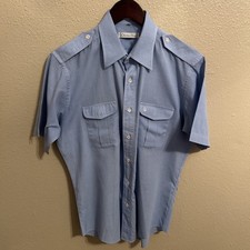 Christian Dior Monsieur Short Sleeve Button Up Shirt Mens Medium Blue