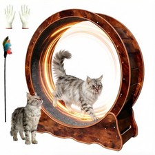 35.4 Inch Cat Exercise Wheel Wooden Low Noise Cat Treadmill for Indoor Cats