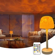 RGB Ocean Wave Projector, Rechargeable Table Lamps with Remote & Touch Contro...
