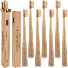 9 Pack Boar Bristle Toothbrush Made from Natural Boar Hair Bristles and Han...