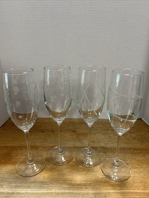 4 Pcs Luminarc Soho Champagne Flutes Clear With Cut Design 