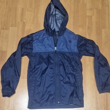The North Face Boys Hooded Full Zip Windbreaker Jacket Blue Nylon L 14/16 