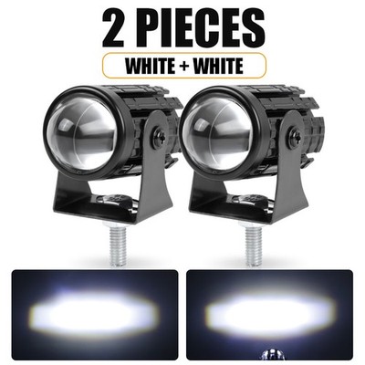 2X Motorcycle Headlight LED Spot Lights White Hi-Lo Beam Fog Driving Lamps ATV