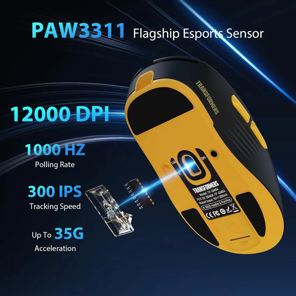 Transformers GM04 63g Lightweight Wireless Gaming Mouse, 12000 DPI, PAW3311 Sens - Image 3 of 3