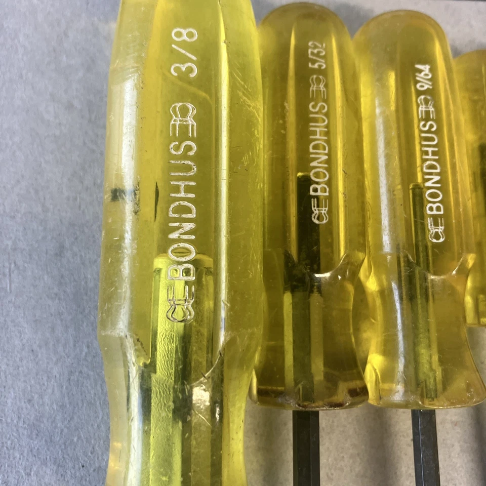 6 vtg BONDHUS HEX BALL END DRIVER ALLEN KEY WRENCH SCREWDRIVER SET 3/8 - 7/64” - Image 3 of 4