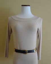 VTG Paloma Picasso Black Leather Belt with Gold Tone Metal Buckle size L 80 