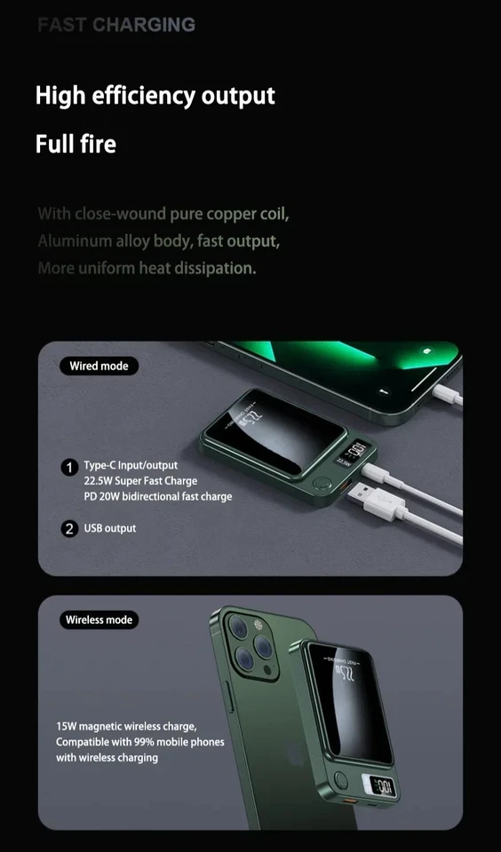 MagSafe Wireless Power Bank 10000mAh Portable Fast Charger for iPhone16 15 14 13 - Bild 4 von 4