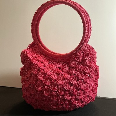 Woman s Pink Crochet Type Purse Handbag