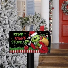 Christmas Decorations Santa Grinch Stink Stank Stunk Mailbox Cover Gift 21x19"