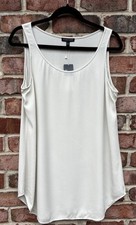 NWT Eileen Fisher Bone Silk Georgette Crepe Shell Tank 218 M