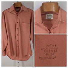 Wessex Vintage Pearl Pink 70s Disco Mod Nylon Knit Shirt Qiana USA Unionmade 40"