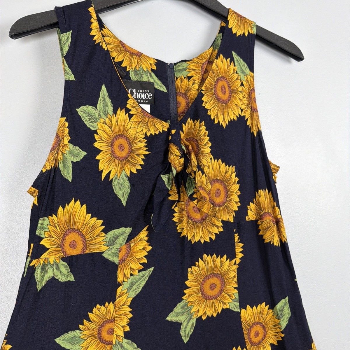 90s sunflower babydoll dress Vintage 90s grunge sunflower dress Boho patchwork sundress tiered sleeveless S/M main image 0