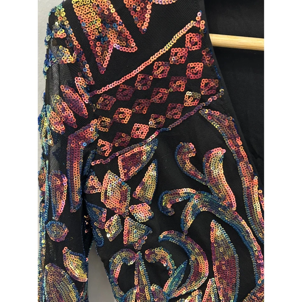 Akira Sequin Bodysuit Long Sleeve Festival Party Rave Clubwear - Image 3 of 4