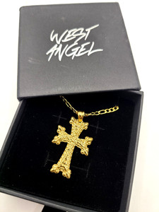 Authentic West Angel The Gothic Cross Necklace 18k Gold Plated