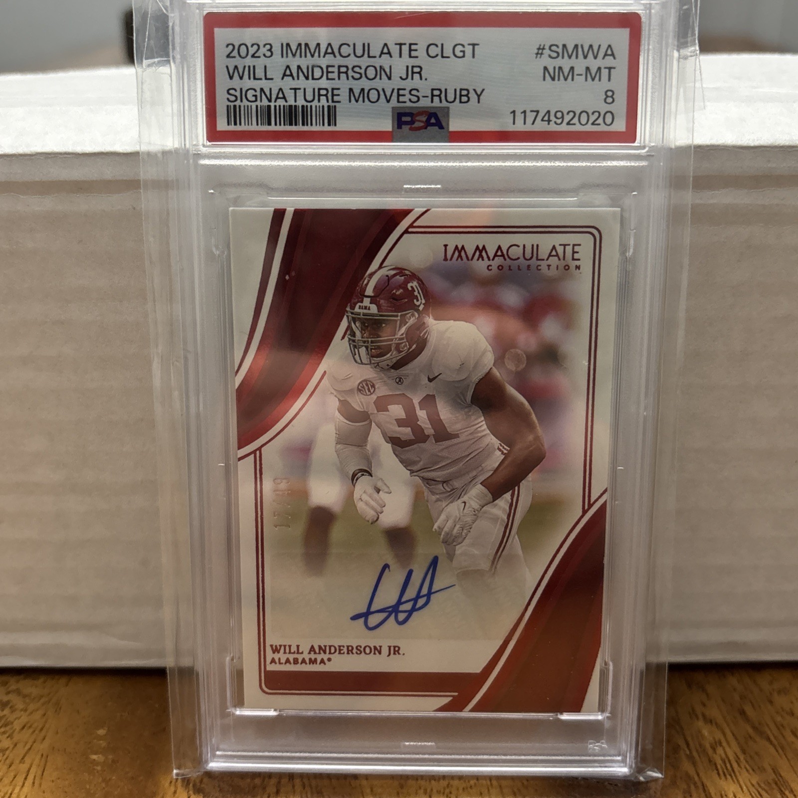 Will Anderson Panini Immaculate Collection Collegiate Signature Moves #SMWA Ruby