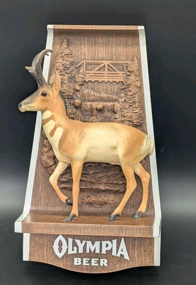1970s Olympia Beer Antelope Wildlife Series Sign Plaque 3D | eBay
