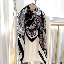 New High Luxury! 30% Silk & 70% Wool Double Sided Wrap Scarf Shawl 53'[