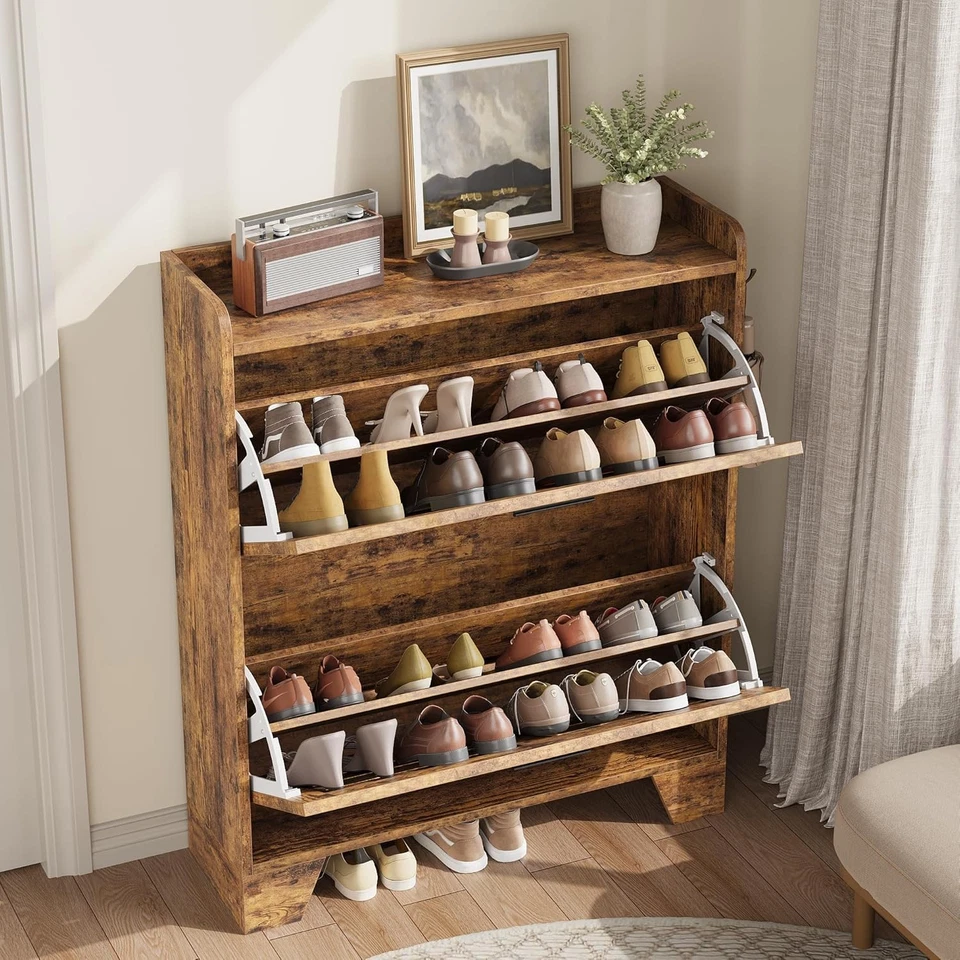 Обувной шкаф с откидными ящиками для небольших помещений, органайзер для хранения в прихожей - Изображение 3 из 4