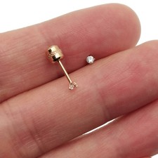 18K Rose Gold Filled Designer Inspired 2mm Cubic Zirconia CZ Stud Post Earrings