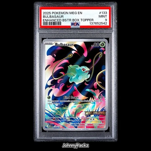 Bulbasaur 133/132 - 2025 Booster Box Topper Mega Evolution Pokemon Card - PSA 9