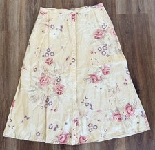 Vintage 90s Ralph Lauren Linen Floral Skirt Sz 14 Button Front Midi NWT Cottage