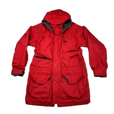 VTG Eddie Bauer Men's Gore-Tex Full Zip Rain Jacket Red Packable Hood   Medium