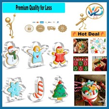 6 pcs Christmas Cookie Cutter Set Stainless Steel Shapes Gingerbread Snowflak...
