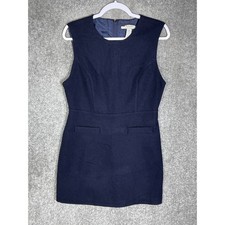 Vintage Old Navy Wool Blend Dress Womens Size 6 Blue Lined Sleeveless