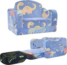 Thick Comfy Toddler Chair  Couch Kids,2-in-1 Soft Plush Fold Out Sofa