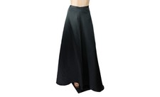 Extra Long Skirt Sz L Vintage 90s Black Matte Satin High Waist Prom Formal Aline