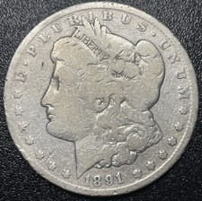 1891 CC Morgan Silver Dollar $1 VG Details Very Good Cleaned