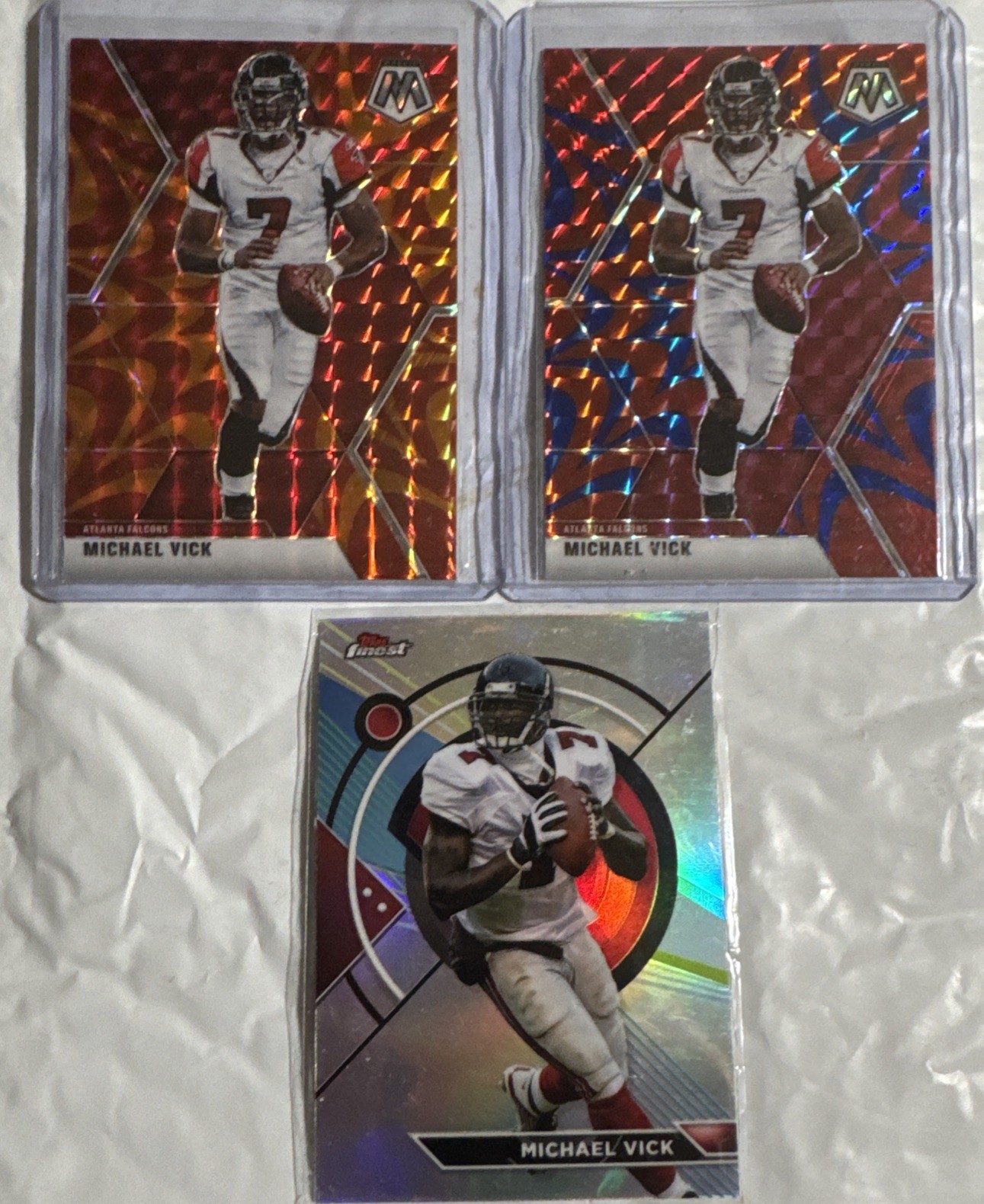 2020 Mosaic Reactive Orange + Blue Red Prizm #17 MICHAEL VICK + Topps Refractor
