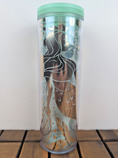 Starbucks 2020 Mint Lid Clear Plastic Tumbler 16 oz Mermaid Siren Used Hot Cold