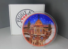 PEGGY KARR Christmas Fused 11" Art Glass Plate Kansas City Plaza Lights w/ Box