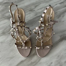 Valentino Garavani Rockstud City Cage Ankle Strap Roman Heel Sandal 💯Authentic