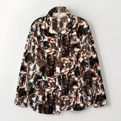 Columbia Wolf Print Fleece Jacket XL Full Snap Front Outdoor