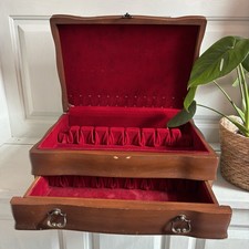 Vintage Jasco Silverware Flatware Chest Wooden Jewellery Keepsake Storage Box