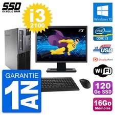 PC Lenovo M81 SFF Ecran 19" Intel i3-2100 RAM 16Go SSD 120Go Windows 10 Wifi