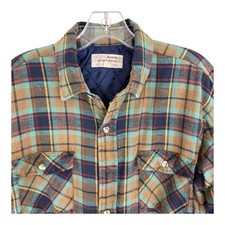 Arrow Flannel Plaid Shirt Jacket Mens Sz Large VTG Quilted Lining Pocket