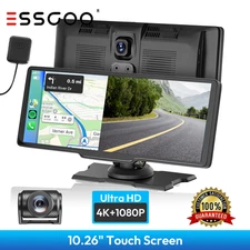 Wireless Carplay/Android Auto 10" Portable Car Stereo Monitor IPS Screen MP5 FM