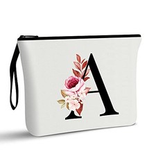 -Z Personalized Makeup Bag, Birthday Gifts for Women Mom, Gifts for 01-White A