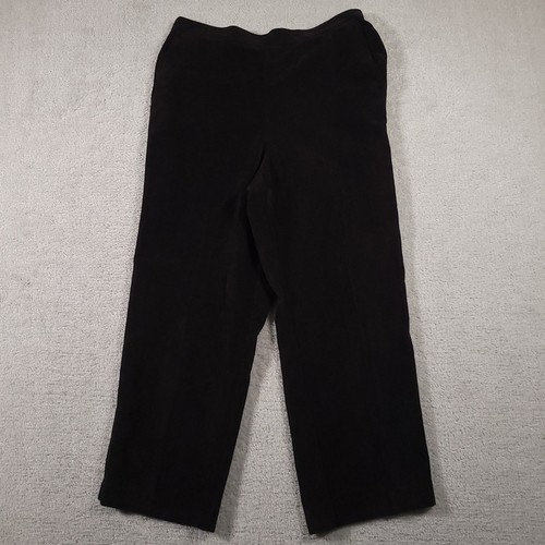 Alfred Dunner Pants Women's 14P Black Corduroy Elastic Waist Pull-On Pockets